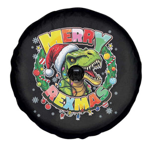 Funny Christmas Dinosaur Spare Tire Cover Merry Rexmas Dino Xmas Wreath TS11 Print Your Wear