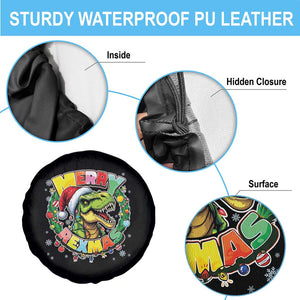 Funny Christmas Dinosaur Spare Tire Cover Merry Rexmas Dino Xmas Wreath TS11 Print Your Wear