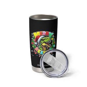 Funny Christmas Dinosaur Tumbler Cup Merry Rexmas Dino Xmas Wreath TS11 Print Your Wear