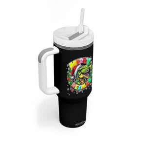Funny Christmas Dinosaur Tumbler With Handle Merry Rexmas Dino Xmas Wreath TS11 Print Your Wear