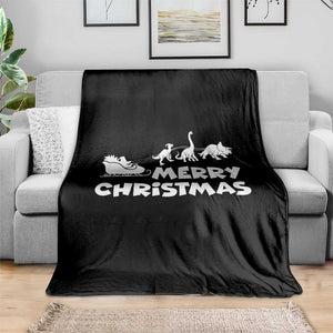 Funny Xmas Dinosaur Throw Blanket Merry Christmas Dino Santa's Sleigh TS11 Print Your Wear