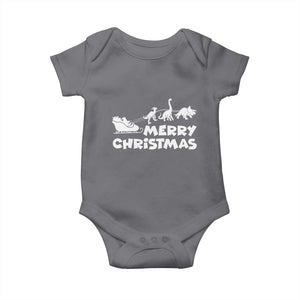 Funny Xmas Dinosaur Baby Onesie Merry Christmas Dino Santa's Sleigh TS11 Charcoal Print Your Wear