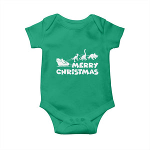 Funny Xmas Dinosaur Baby Onesie Merry Christmas Dino Santa's Sleigh TS11 Irish Green Print Your Wear