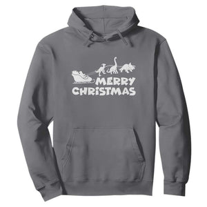 Funny Xmas Dinosaur Hoodie Merry Christmas Dino Santa's Sleigh TS11 Charcoal Print Your Wear