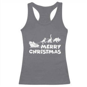 Funny Xmas Dinosaur Racerback Tank Top Merry Christmas Dino Santa's Sleigh TS11 Charcoal Print Your Wear