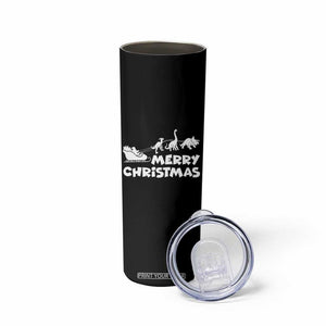 Funny Xmas Dinosaur Skinny Tumbler Merry Christmas Dino Santa's Sleigh TS11 Print Your Wear