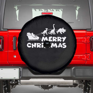 Funny Xmas Dinosaur Spare Tire Cover Merry Christmas Dino Santa's Sleigh TS11 Black Print Your Wear