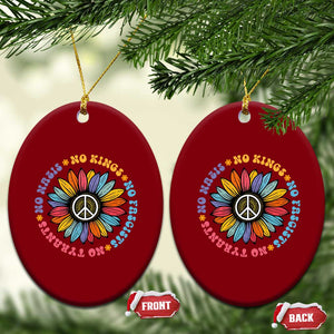 No Kings No Fascists No Tyrants No Nazis Ceramic Ornament Peace Floral Sunflower TS11 Print Your Wear