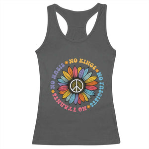 No Kings No Fascists No Tyrants No Nazis Racerback Tank Top Peace Floral Sunflower TS11 Dark Heather Print Your Wear