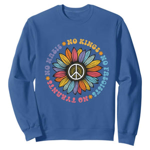 No Kings No Fascists No Tyrants No Nazis Sweatshirt Peace Floral Sunflower TS11 Royal Blue Print Your Wear