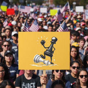 No Kings Protest Sign America Protest Chess Rejecting Kings TS11 Horizontal 18" × 24" Yellow Print Your Wear