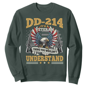 DD214 It Is A Veteran Thing You Wouldnt Understand Sweatshirt US Veteran Bald Egale TS11 Dark Forest Green Print Your Wear