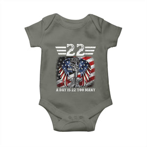 Veteran Suicide Awareness Baby Onesie 22 A Day Is 22 Too Many Vintage American Flag TS11 Military Green Print Your Wear