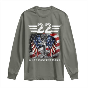 Veteran Suicide Awareness Long Sleeve Shirt 22 A Day Is 22 Too Many Vintage American Flag TS11 Military Green Print Your Wear