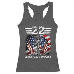 Veteran Suicide Awareness Racerback Tank Top 22 A Day Is 22 Too Many Vintage American Flag TS11 Dark Heather Print Your Wear