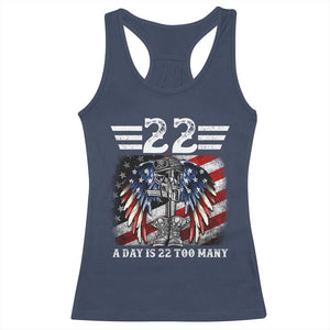 Veteran Suicide Awareness Racerback Tank Top 22 A Day Is 22 Too Many Vintage American Flag TS11 Navy Print Your Wear