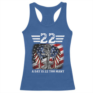 Veteran Suicide Awareness Racerback Tank Top 22 A Day Is 22 Too Many Vintage American Flag TS11 Royal Blue Print Your Wear