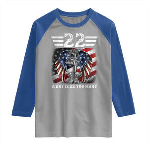 Veteran Suicide Awareness Raglan Shirt 22 A Day Is 22 Too Many Vintage American Flag TS11 Sport Gray Royal Print Your Wear