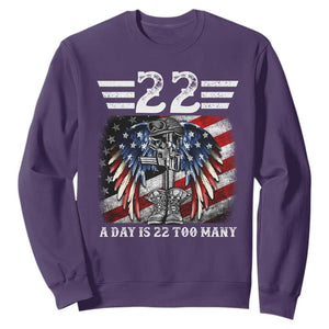 Veteran Suicide Awareness Sweatshirt 22 A Day Is 22 Too Many Vintage American Flag TS11 Purple Print Your Wear