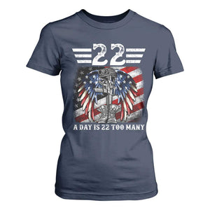 Veteran Suicide Awareness T Shirt For Women 22 A Day Is 22 Too Many Vintage American Flag TS11 Navy Print Your Wear