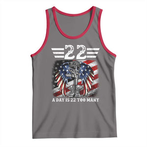 Veteran Suicide Awareness Tank Top 22 A Day Is 22 Too Many Vintage American Flag - Print Your Wear