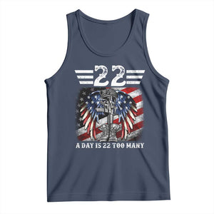Veteran Suicide Awareness Tank Top 22 A Day Is 22 Too Many Vintage American Flag TS11 Navy Print Your Wear