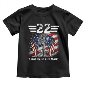 Veteran Suicide Awareness Toddler T Shirt 22 A Day Is 22 Too Many Vintage American Flag TS11 Black Print Your Wear