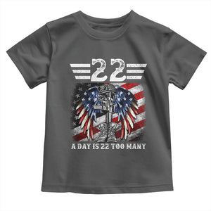 Veteran Suicide Awareness Toddler T Shirt 22 A Day Is 22 Too Many Vintage American Flag TS11 Dark Heather Print Your Wear