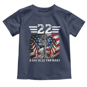 Veteran Suicide Awareness Toddler T Shirt 22 A Day Is 22 Too Many Vintage American Flag TS11 Navy Print Your Wear