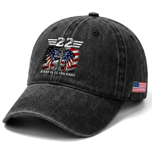 Veteran Suicide Awareness Washed Cotton Baseball Cap 22 A Day Is 22 Too Many Vintage American Flag TS11 Print Your Wear