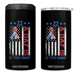 Veteran Suicide Awareness 4 in 1 Can Cooler Tumbler 22 A Day Is 22 Too Many American Flag TS11 One Size: 16 oz Black Print Your Wear