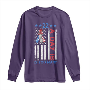 Veteran Suicide Awareness Long Sleeve Shirt 22 A Day Is 22 Too Many American Flag TS11 Purple Print Your Wear