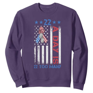 Veteran Suicide Awareness Sweatshirt 22 A Day Is 22 Too Many American Flag TS11 Purple Print Your Wear