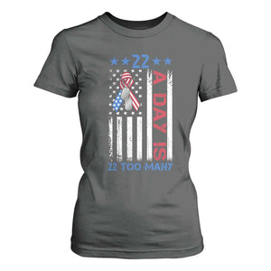 Veteran Suicide Awareness T Shirt For Women 22 A Day Is 22 Too Many American Flag TS11 Dark Heather Print Your Wear