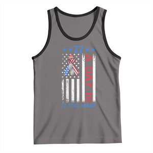 Veteran Suicide Awareness Tank Top 22 A Day Is 22 Too Many American Flag - Print Your Wear