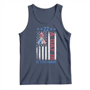 Veteran Suicide Awareness Tank Top 22 A Day Is 22 Too Many American Flag TS11 Navy Print Your Wear