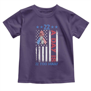 Veteran Suicide Awareness Toddler T Shirt 22 A Day Is 22 Too Many American Flag TS11 Purple Print Your Wear