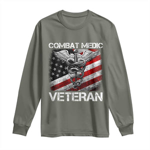 Combat Medic Veteran Long Sleeve Shirt Medical Military Soldier Vintage American Flag TS11 Military Green Print Your Wear