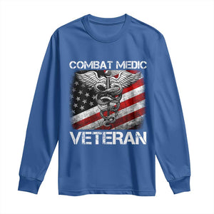 Combat Medic Veteran Long Sleeve Shirt Medical Military Soldier Vintage American Flag TS11 Royal Blue Print Your Wear