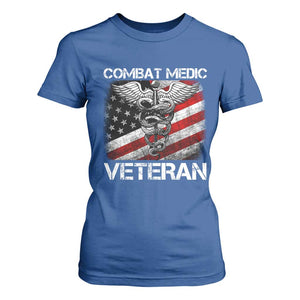 Combat Medic Veteran T Shirt For Women Medical Military Soldier Vintage American Flag TS11 Royal Blue Print Your Wear