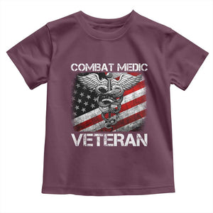 Combat Medic Veteran Toddler T Shirt Medical Military Soldier Vintage American Flag TS11 Maroon Print Your Wear