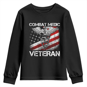 Combat Medic Veteran Youth Sweatshirt Medical Military Soldier Vintage American Flag TS11 Black Print Your Wear