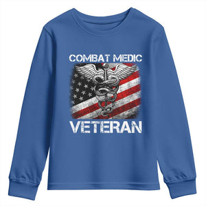 Combat Medic Veteran Youth Sweatshirt Medical Military Soldier Vintage American Flag TS11 Royal Blue Print Your Wear