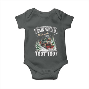 I'm Not Always A Train Wreck Just Kidding Toot Toot Christmas Baby Onesie North Pole Train TS11 Dark Heather Print Your Wear