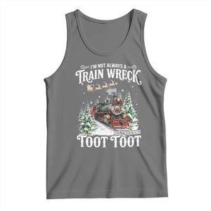 I'm Not Always A Train Wreck Just Kidding Toot Toot Christmas Tank Top North Pole Train TS11 Black Heather Print Your Wear