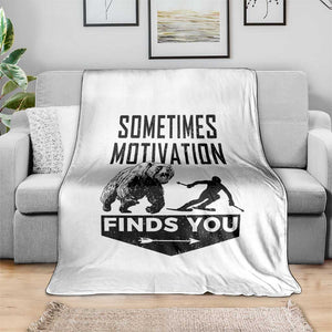 Funny Skiing Throw Blanket Sometimes Motivation Finds You Ski Mountain Bear TS11 Print Your Wear