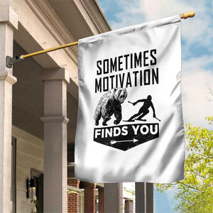 Funny Skiing Garden Flag Sometimes Motivation Finds You Ski Mountain Bear TS11 Print Your Wear