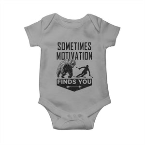 Funny Skiing Baby Onesie Sometimes Motivation Finds You Ski Mountain Bear TS11 Sport Gray Print Your Wear
