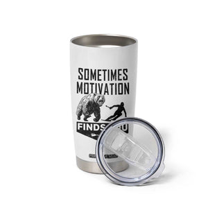 Funny Skiing Tumbler Cup Sometimes Motivation Finds You Ski Mountain Bear TS11 Print Your Wear