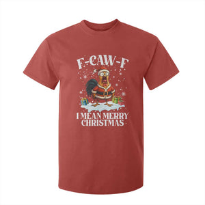 Funny F Caw F Chicken Xmas T Shirt For Kid F Caw F I Mean Merry Christmas TS11 Red Print Your Wear